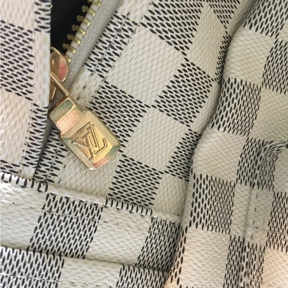 Louis Vuitton Cream and Black Checkerboard Backpack with Gold Plate